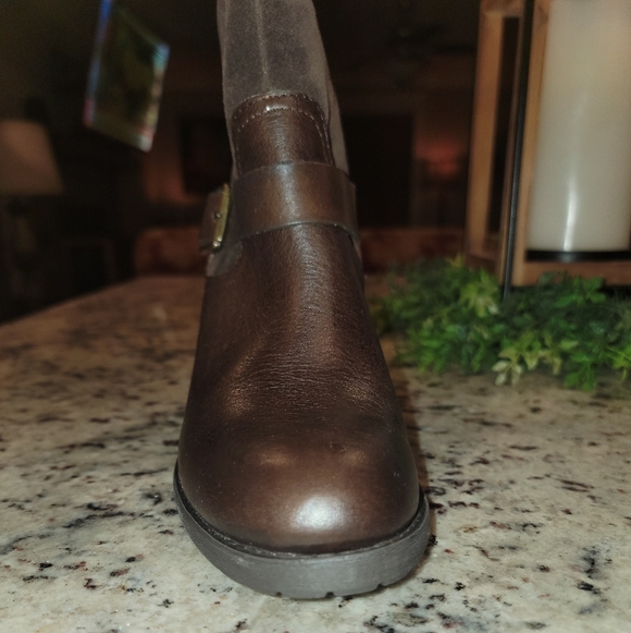 Jessica Simpson Niagara Brown Mixed Suede Knee-High Riding Boots Sz 7 Block Heel - Picture 13 of 16